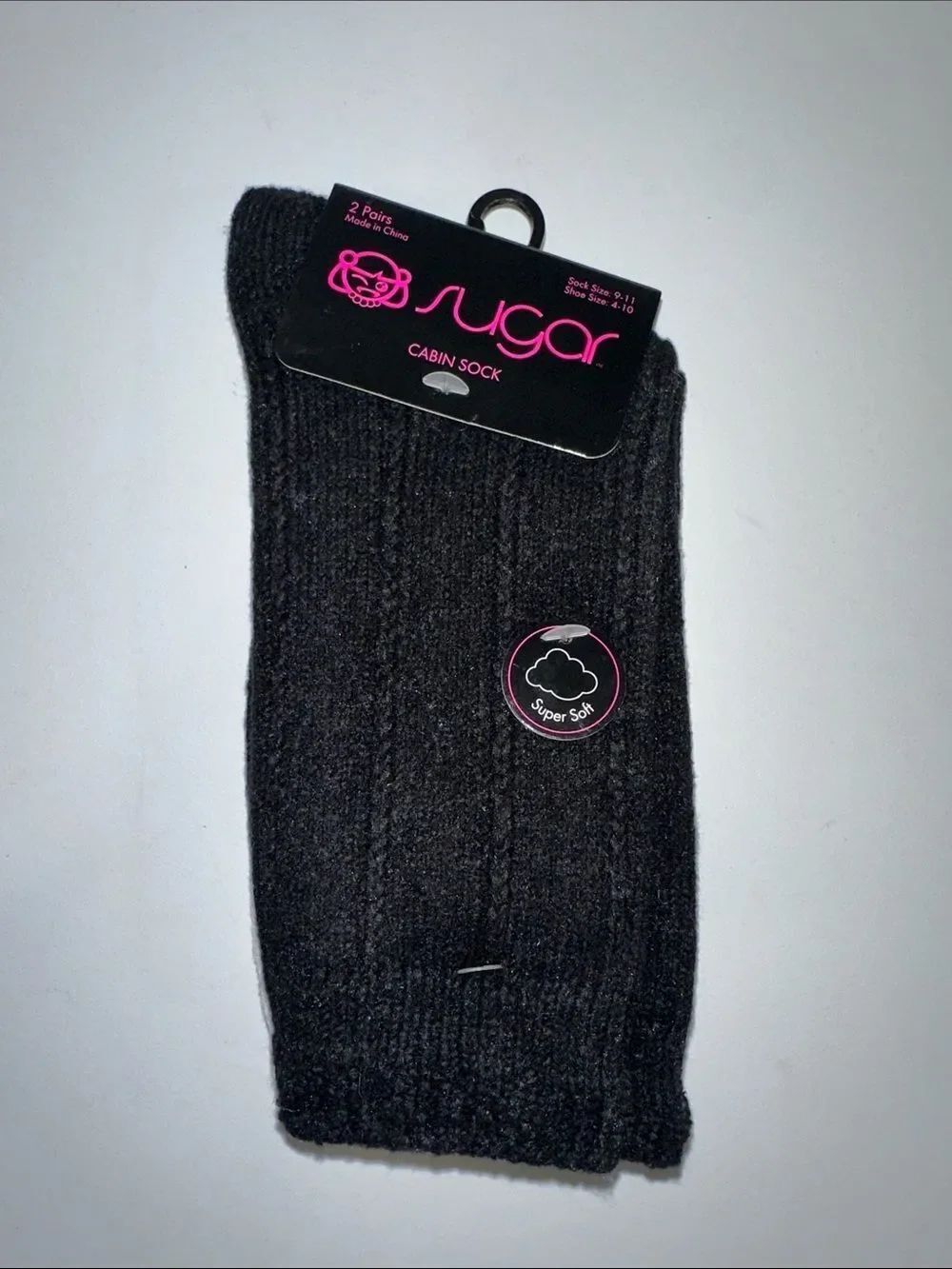 sugar Ladies Black Ivory Knit Super Soft Cabin Socks 2 pairs